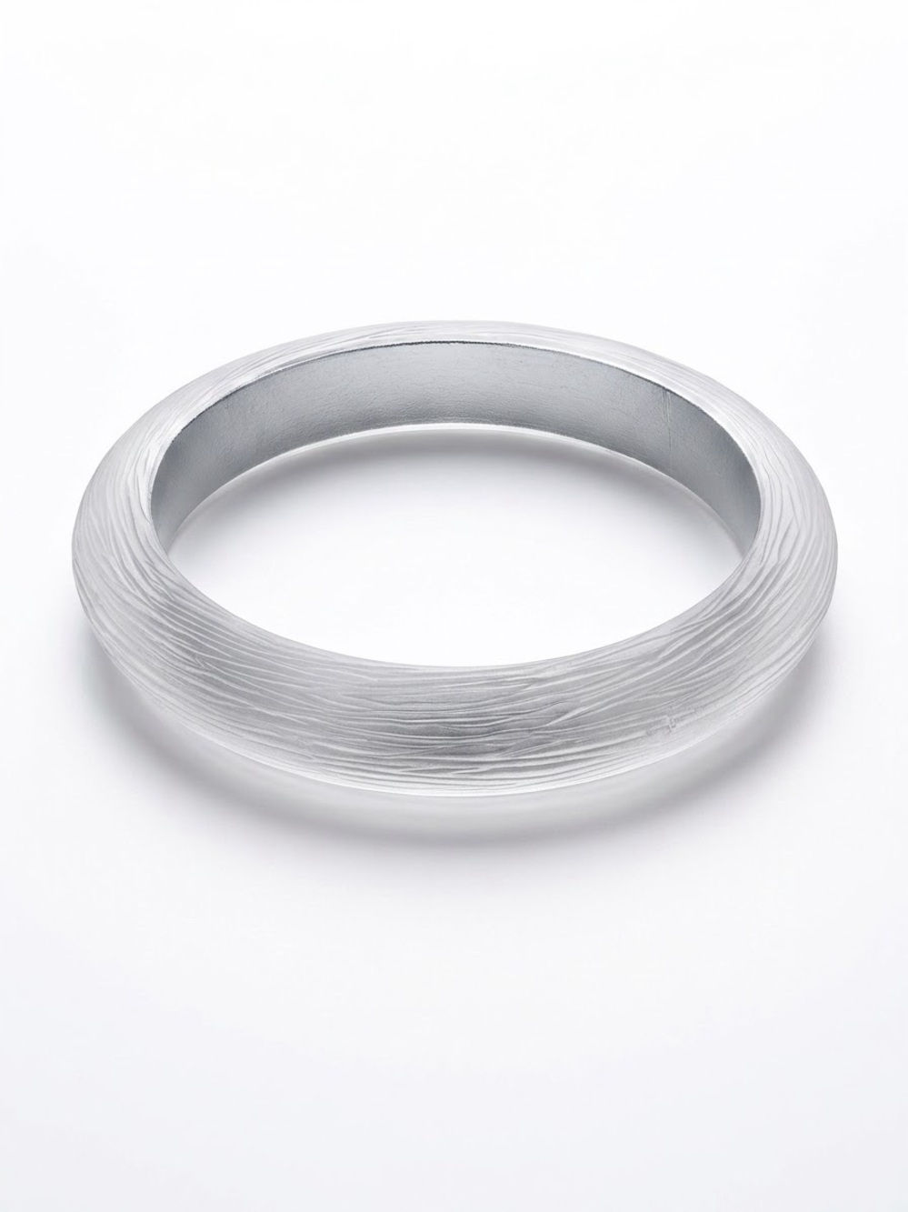 Matte Translucent Silver Carved Lucite Patricia Von Musulin Alexis Bittar Bangle